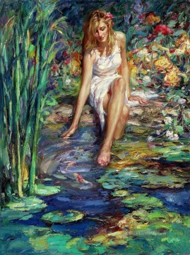 Impressionismus Werke - Cool Water Mädchen schöne Frau Dame